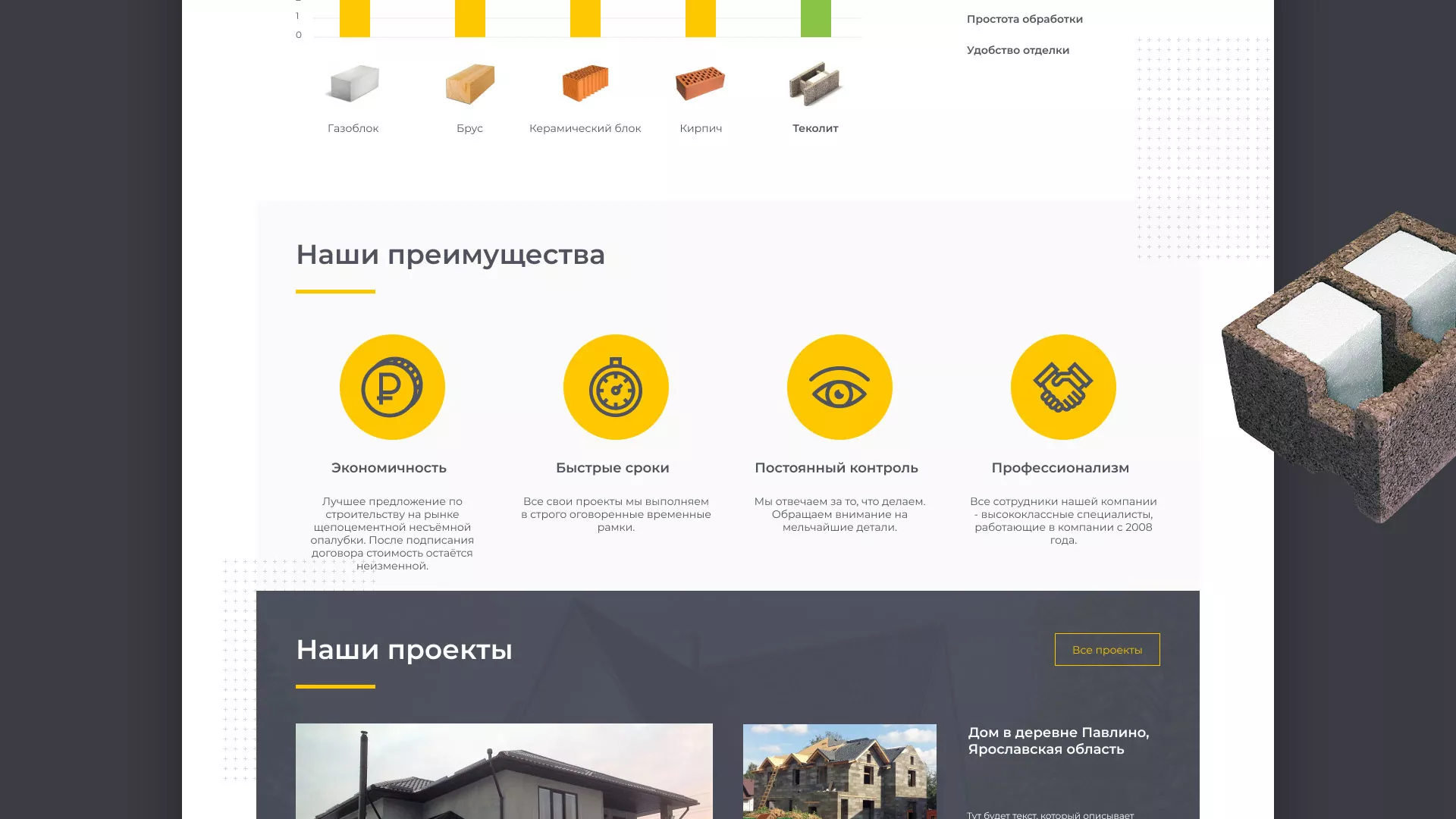 Создание сайта для строительной компании «ЭКОДОМ» в Котельниках